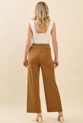 Jersey Pearled Gold Chain Tie Waist Wide Leg Pants